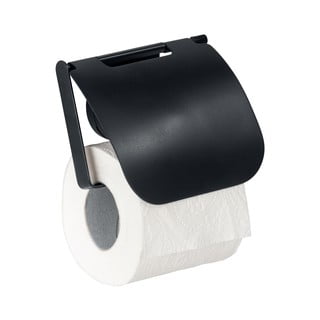 Čierny nástenný držiak na toaletný papier Wenko Static-Loc® Plus