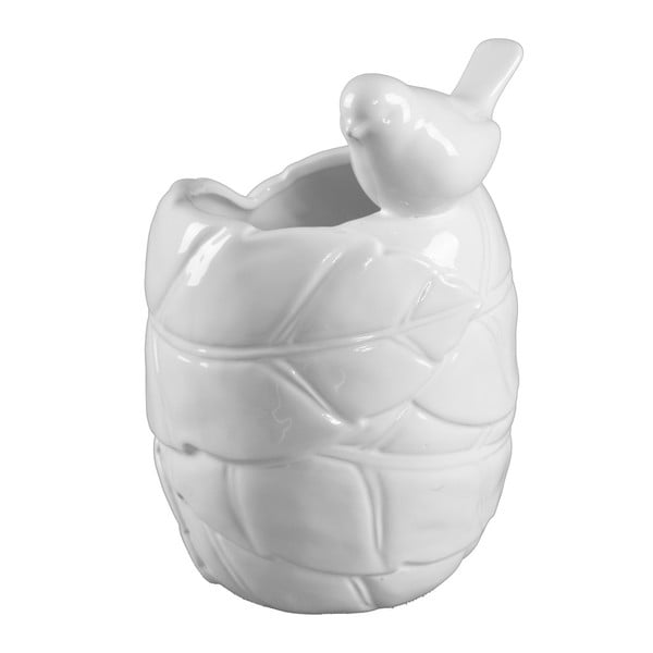 Biela keramická váza Mauro Ferretti Gufo, výška Uccellino, výška 22 cm