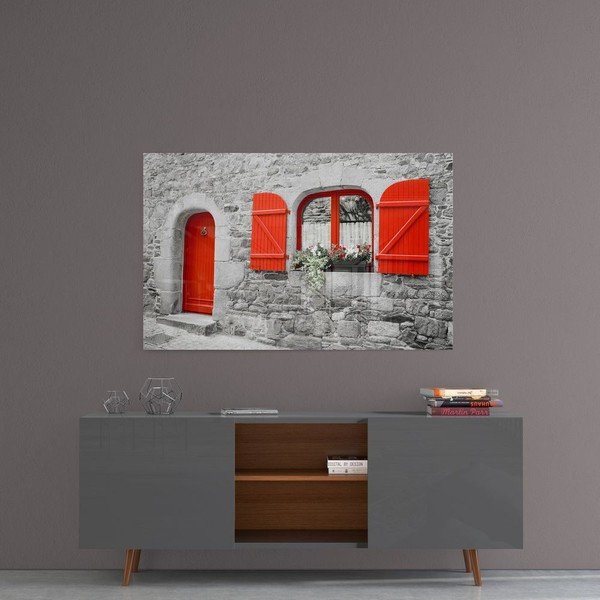 Sklenený obraz Insigne Red Door and Window-image-1
