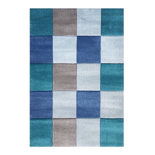 Modrý detský koberec Happy Rugs Patchwork, 160 × 230 cm