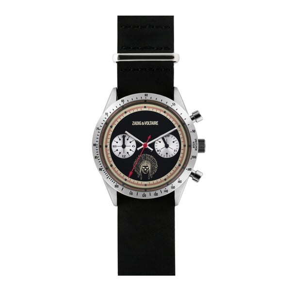 Pánske čierne hodinky s motívom lebky Zadig & Voltaire Bonitto