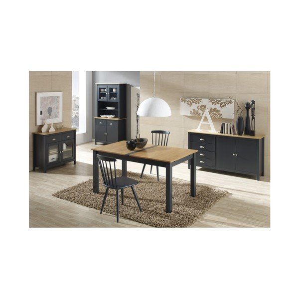 Antracitovosivý rozkladací jedálenský stôl z masívneho borovicového dreva Marckeric Jade, 150 × 85 cm-image-2