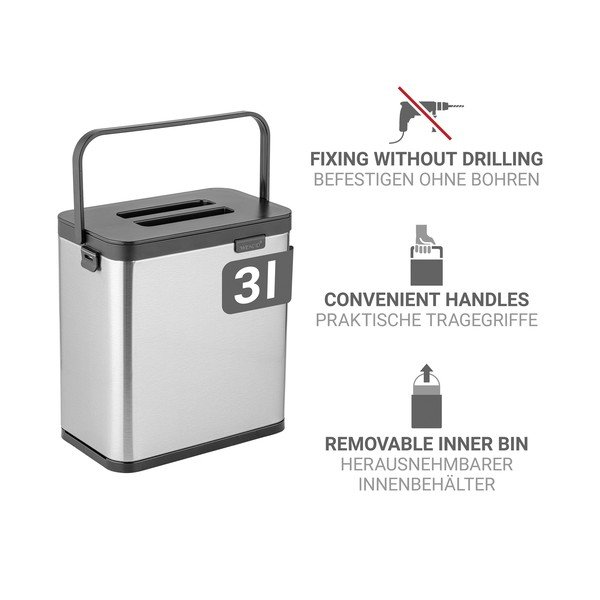 Nádoba na kompostovateľný odpad v matne striebornej farbe 3 l Colin – Wenko-image-4