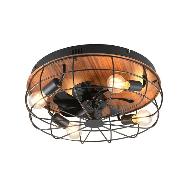 Matne čierne/hnedé stropné svietidlo na diaľkové ovládanie/s ventilátorom Trondheim – Trio-image-4