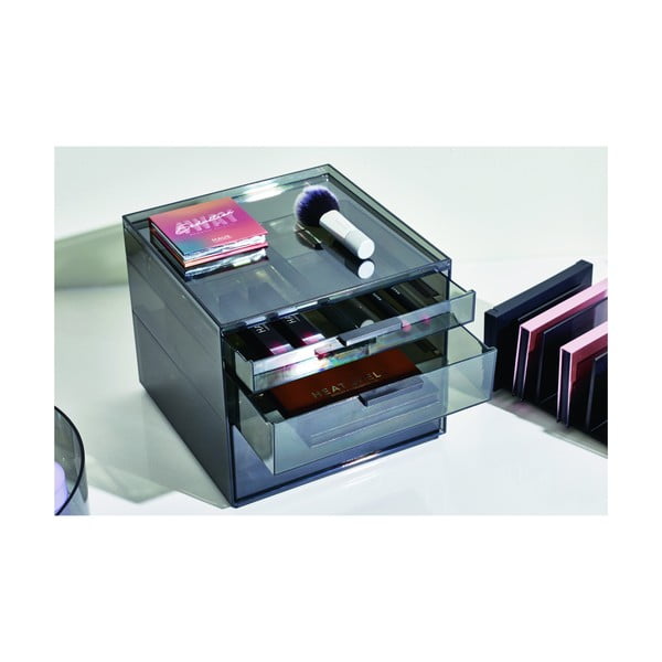 Matne čierny kúpeľňový organizér na kozmetiku z recyklovaného plastu - iDesign-image-1