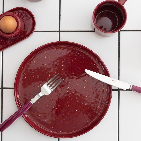 Vínovočervený porcelánový tanier ø 25 cm Fika – ONA-image-1