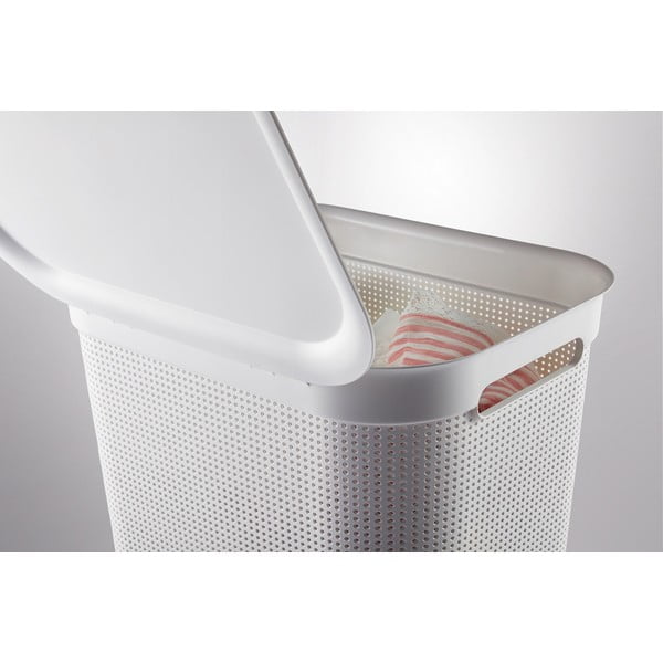 Biely plastový kôš na bielizeň 50 l Brisen - Rotho-image-3