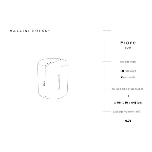 Červený puf Mazzini Sofas Fiore, ⌀ 40 cm-image-4