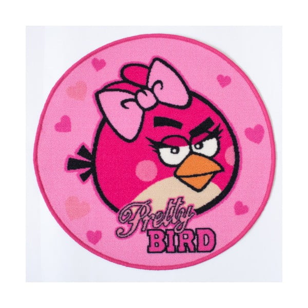 Ružový kruhový koberec Angry Birds Pretty, ⌀ 67
