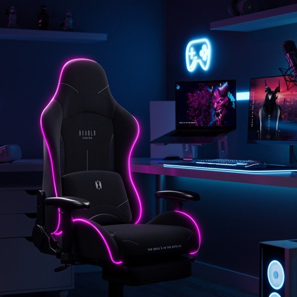 Čierna herná stolička X-Starter LED – Diablo Chairs-image-1