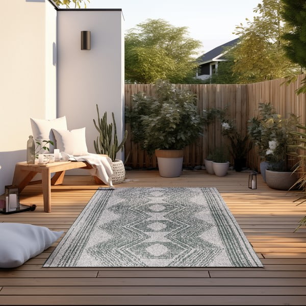 Krémovo-zelený vonkajší koberec 200x290 cm Gemini – Elle Decoration-image-1