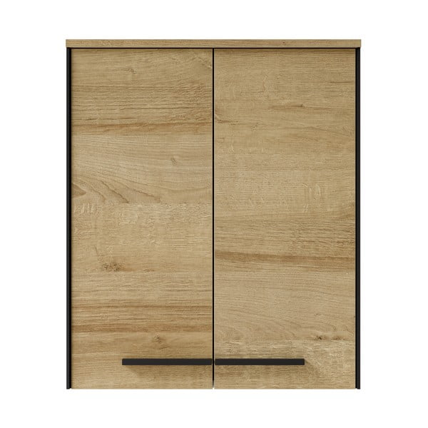 Závesná kúpeľňová skrinka v dekore duba v prírodnej farbe 72x60 cm Quickset 395 – Pelipal