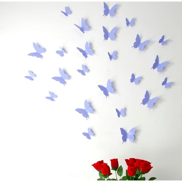 Sada 12 fialových 3D samolepiek Ambiance Butterflies