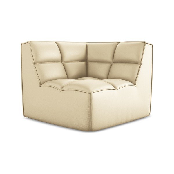 Krémovobiely modul pohovky z imitácie kože Kalai – Makamii-image-2