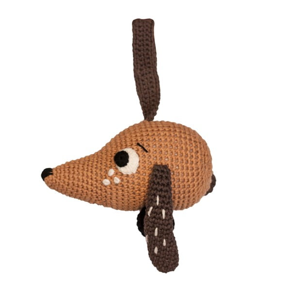 Pletená hnedá detská hračka Sebra Crochet Dog