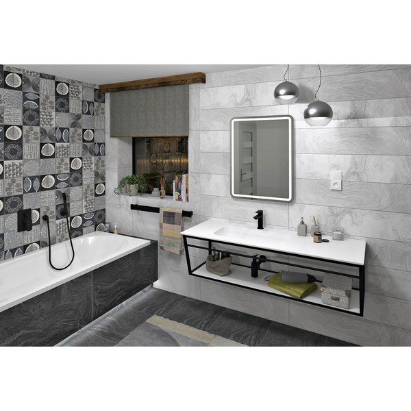 Biely/čierny kovový závesný podstavec pod umývadlo 218x40 cm Aruba – Sapho-image-1