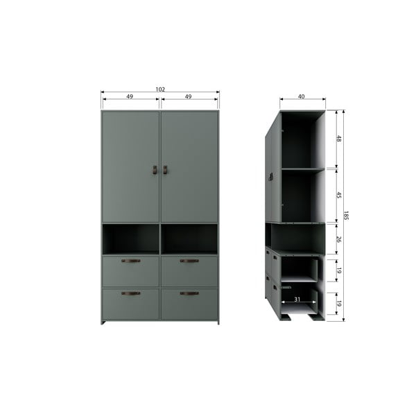 Sivá šatníková skriňa z borovicového dreva vtwonen Soap-image-4