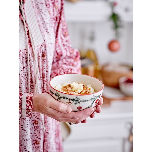 Biele/zelené kameninové misky v súprave 2 ks s vianočným motívom 500 ml Yule – Bloomingville-image-2