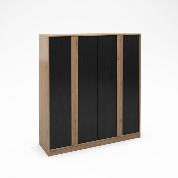 Šatníková skriňa v dekore duba v čierno-prírodnej farbe 180x197,5x53 cm Dennis – Marckeric-image-4