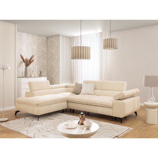 Krémovobiela ženilková rohová pohovka (ľavý roh/do L) Marbeya  – Ropez-image-4