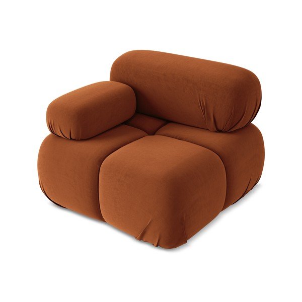 Oranžový zamatový modul pohovky (ľavý roh) Lokua – Makamii-image-2