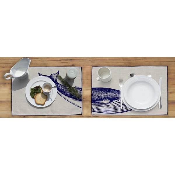 Súprava 2 prestieraní Madre Selva Blue Whale, 45 x 30 cm-image-1