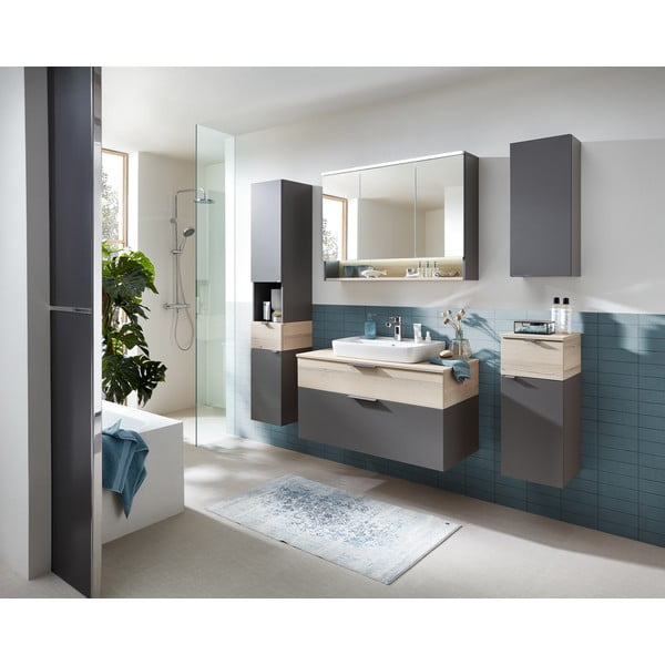 Sivá/v prírodnej farbe nízka/závesná kúpeľňová skrinka v dekore borovice 72x30 cm Quickset 394 – Pelipal-image-3