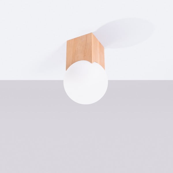 Stropné svietidlo v prírodnej farbe so skleneným tienidlom 12x12 cm Rayer – Sollux-image-3