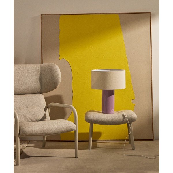 Fialová/béžová stolová lampa s textilným tienidlom (výška  52 cm) Toneric – Kave Home-image-1