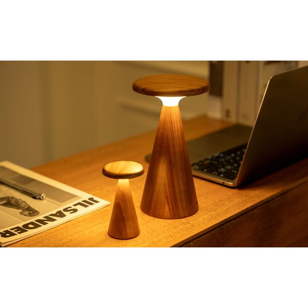 LED stolová lampa v prírodnej farbe s dreveným tienidlom (výška 14 cm) Sylva – Gingko-image-1