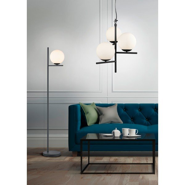 Matne čierne závesné svietidlo so skleneným tienidlom ø 40 cm Pure – Trio-image-4