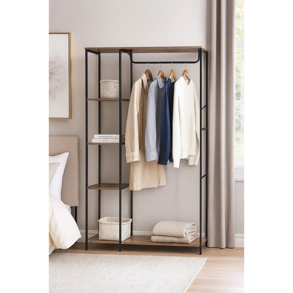 Čierna oceľová predsieňová zostava 90x170x40 cm Aris – Bonami Essentials-image-1