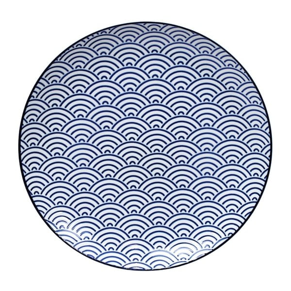 Modrý porcelánový tanier Tokyo Design Studio Waves, ⌀ 25,7 cm
