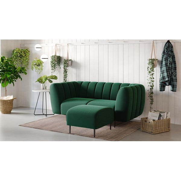 Tmavozelený zamatový puf Ghado Shel-image-1