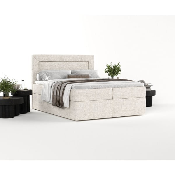 Krémovobiela boxspring posteľ s úložným priestorom 160x200 cm Imagine – Maison de Rêve-image-2