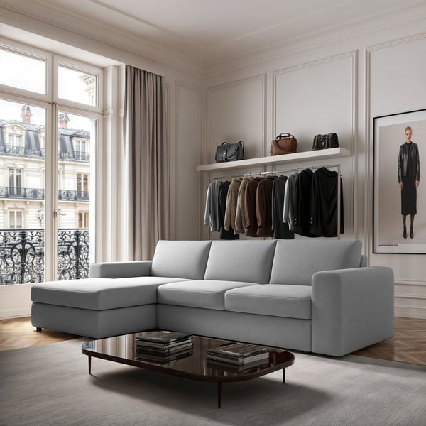 Svetlosivá rohová pohovka (ľavý roh/s leňoškou) Baga – Rodier-image-1