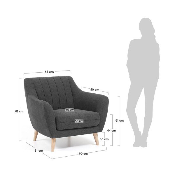 Tmavosivé kreslo Kave Home Off-image-4