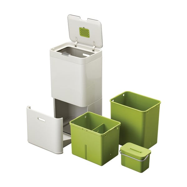 Krémový kôš na triedený odpad Joseph Joseph IntelligentWaste Totem 60 l-image-3