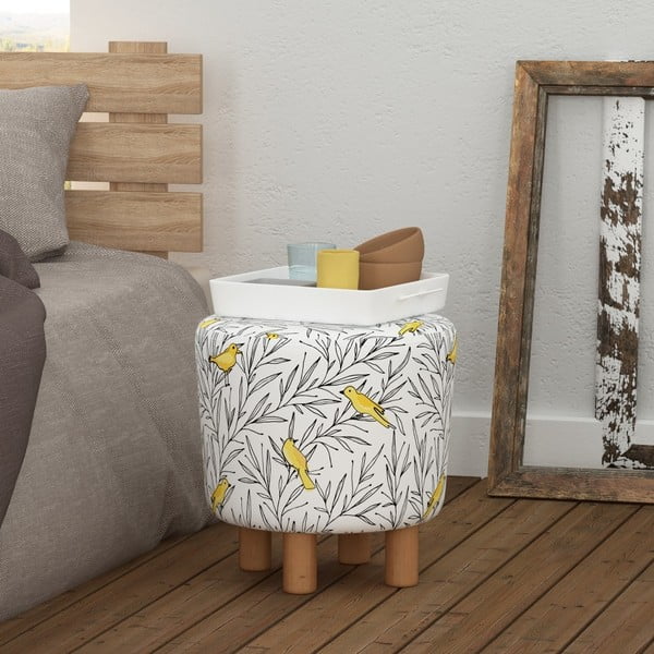 Taburet s drevenými nohami Cono Canaro, ⌀ 41 cm-image-3