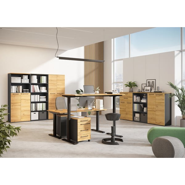 Polohovací pracovný stôl s doskou v dubovom dekore 80x160 cm Agenda – Germania-image-1