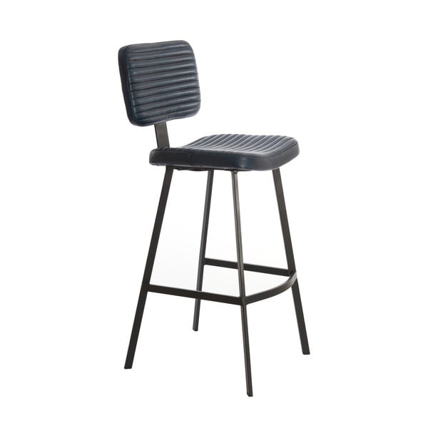 Tmavomodrá kožená barová stolička 103 cm Masana - Light & Living