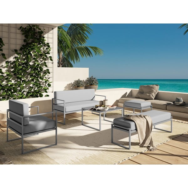 Sivý exteriérový stôl v betónovom dekore a v sivom ráme Calme Jardin, dĺžka 60 cm-image-1