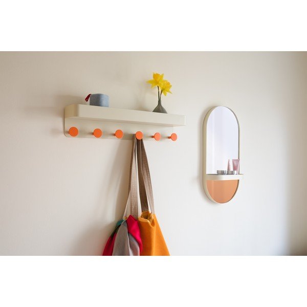 Oranžové nástenné zrkadlo s poličkou Remember Taupe-image-1
