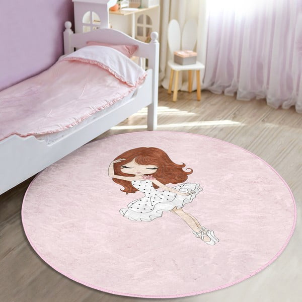 Ružový detský koberec ø 80 cm Comfort – Mila Home-image-2