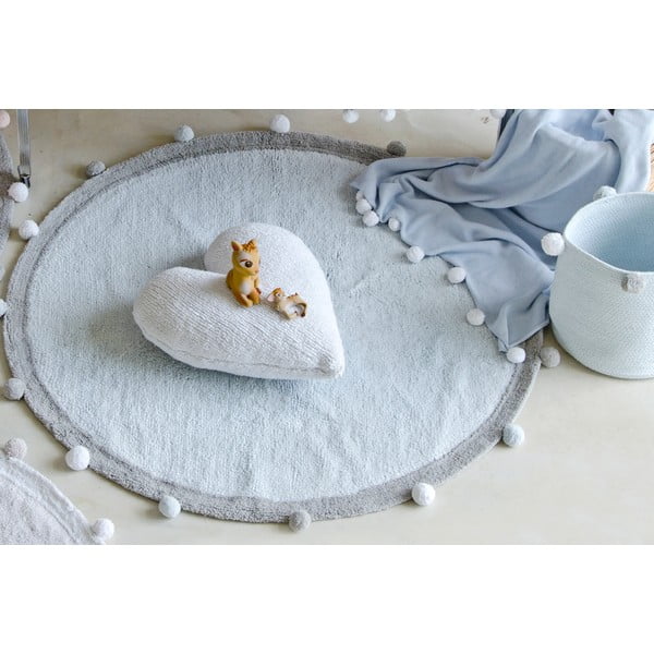 Svetlomodrý prateľný ručne tkaný bavlnený detský koberec ø120 cm Bubbly – Lorena Canals-image-1
