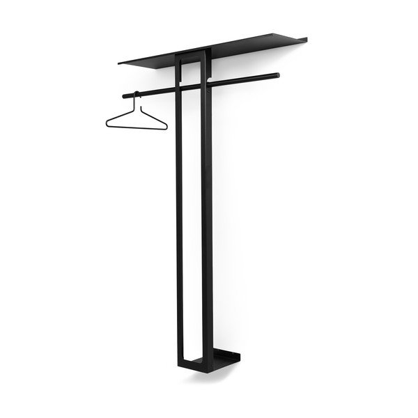 Čierny oceľový nástenný vešiak s poličkou 100 cm Luno Large – Spinder Design-image-3