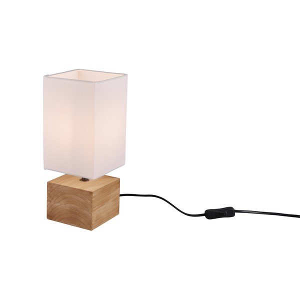 Stolová lampa s textilným tienidlom v bielo-prírodnej farbe (výška 30 cm) Woody – Reality-image-1