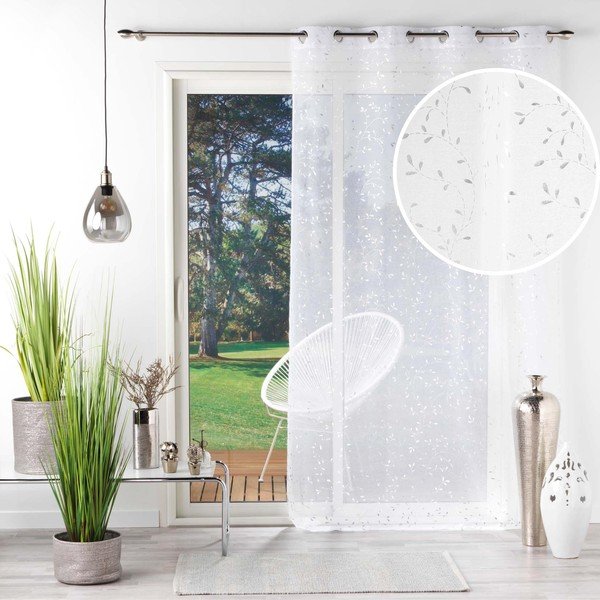 Biela/v striebornej farbe voálová záclona 140x240 cm Floressia – douceur d'intérieur-image-4