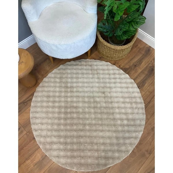 Béžový umývateľný okrúhly koberec ø 80 cm Bubble Cream – Mila Home-image-1