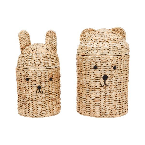 Detské koše na hračky v súprave 2 ks z morskej trávy v prírodnej farbe ø 28,5x49,5 cm Bear & Rabbit – OYOY Mini
